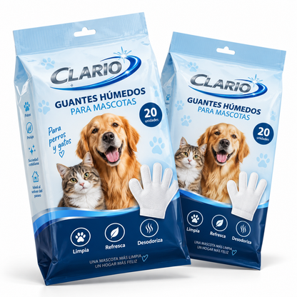 Guantes Clario™- Limpia, Desodoriza y Refresca para Mascotas