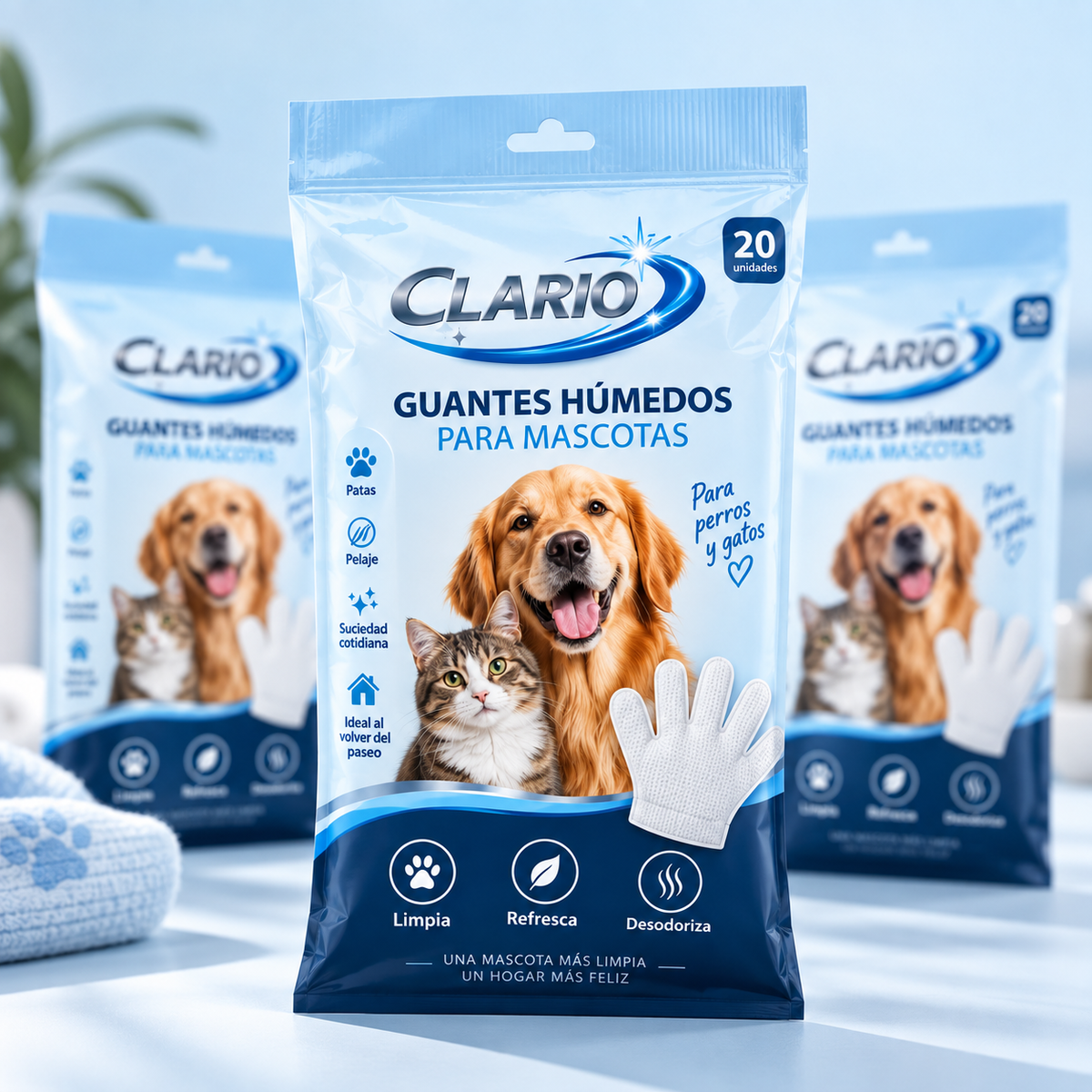 Guantes Clario™- Limpia, Desodoriza y Refresca para Mascotas