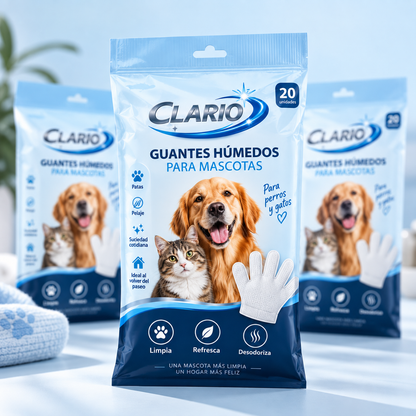 Guantes Clario™- Limpia, Desodoriza y Refresca para Mascotas