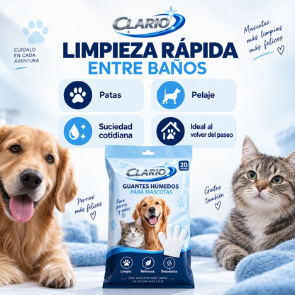 Guantes Clario™- Limpia, Desodoriza y Refresca para Mascotas