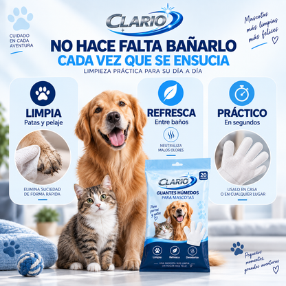 Guantes Clario™- Limpia, Desodoriza y Refresca para Mascotas